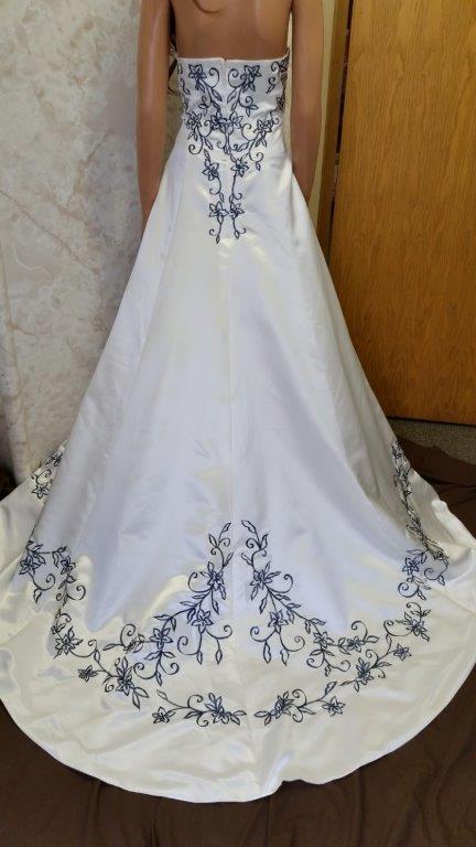 White wedding dress hot sale with blue accents